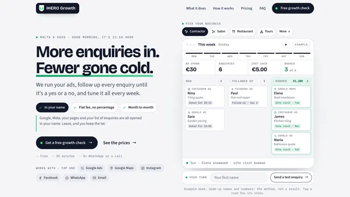 The IHERO Growth website